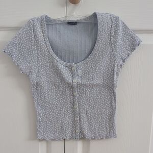 Brandy Melville Blue Floral Crop Top